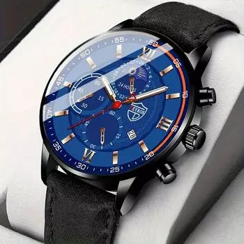 1 шт. Модные мужские роскошные кварцевые часы, мужские деловые аналоговые наручные часы из искусственной кожи, мужские подарки