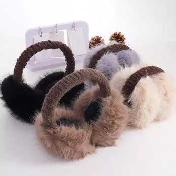 1 шт. модные наушники-вкладыши мягкие плюшевые наушники-вкладыши для защиты от холода утеплители для волос бежевый