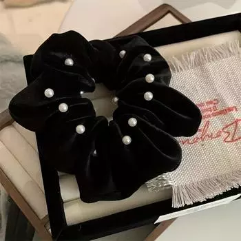 1 шт. Модные простые флокированные повязки на голову с черным жемчугом для женщин и девочек, аксессуары для волос для вечеринки