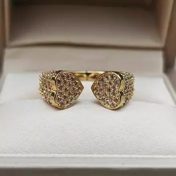 1 шт. Модные регулируемые кольца в форме сердца из циркония для женщин, золотые кольца, ювелирные изделия для вечеринок, аксессуары для пар золотой