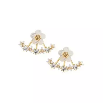 1 шт., модные серьги-гвоздики из сплава с искусственным жемчугом в корейском стиле в виде цветка, нежные серьги-гвоздики в виде ромашки, украшения для вечеринок