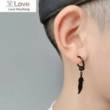 1 шт. модные серьги-гвоздики в виде перьев для женщин и мужчин, новые серьги в стиле панк-рок из нержавеющей стали высокого качества