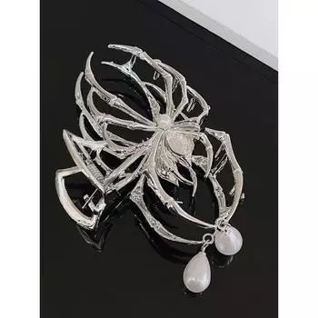 1 шт. Модные серебристые заколки для волос в виде пауков с жемчугом и стразами для женщин и девушек, для вечеринок, аксессуары для волос