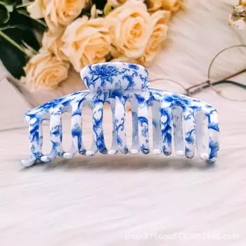 1 шт. Модные сине-белые фарфоровые заколки для волос с принтом для женщин, девочек, аксессуары для волос для вечеринок