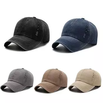 1 шт. модные солнцезащитные шляпы бейсболка в винтажном стиле однотонная повседневная регулируемая хлопковая кепка чёрный