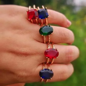 1 шт. Модные трехцветные овальные/квадратные кубические циркониевые открывающиеся регулируемые кольца для женщин, парные кольца, стекируемые ювелирные изделия, аксессуары для вечеринок