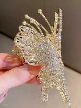 1 шт. Модные ультра-блестящие заколки-бабочки с бриллиантами для женщин, аксессуары для волос