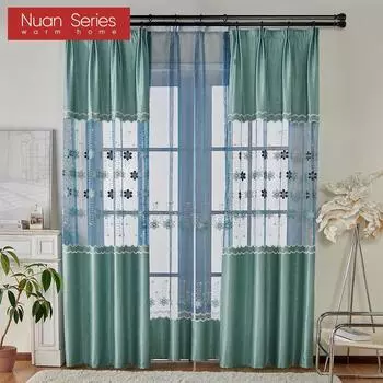 1 шт. Модные вышитые современные европейские полузатемняющие шторы и марлевые шторы для гостиной, спальни, домашнего декора, серия Nuan Tulle-W100cm x L200cm