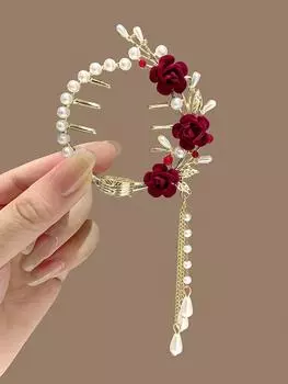 1 шт. Модные заколки для волос с кисточками и пряжкой «конский хвост» в виде камелии для женщин, аксессуары для волос