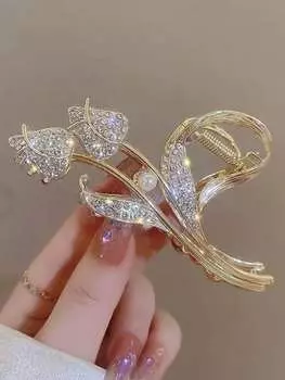 1 шт. Модные заколки для волос в виде колосьев пшеницы с жемчугом и бриллиантами для женщин, аксессуары для волос