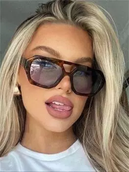 1 шт. Модные женские солнцезащитные очки с двойной перемычкой в квадратной оправе, очки в стиле ретро с уникальными линзами Ocean, повседневные очки для путешествий на свежем воздухе или пляжной вечеринки