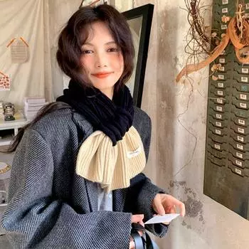1 шт. Модный элегантный шарф с крестиком, зимний теплый однотонный мягкий вязаный маленький шейный платок
