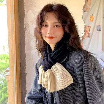 1 шт. Модный элегантный шарф с крестиком, зимний теплый однотонный мягкий вязаный маленький шейный платок