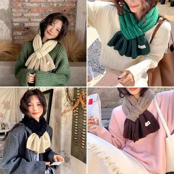 1 шт. Модный элегантный шарф с крестиком, зимний теплый однотонный мягкий вязаный маленький шейный платок