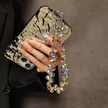 1 шт. модный блестящий ремешок для мобильного телефона, высококачественный роскошный телефон, короткая подвесная веревка, креативная изысканная ручная бисерная цепочка на запястье A1