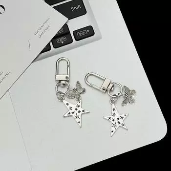 1 шт. модный брелок звезда луна Y2K ювелирные изделия металлический брелок для женщин мужчин ретро бабочка студент лучший друг подарочная сумка кулон as the picture