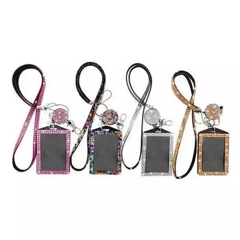 1 шт., модный держатель для карт, ремешок для женщин, выдвижной бейдж, катушки, ожерелье, ремешок для девочек, блестящая, легко вытягиваемая пряжка, держатель для карт