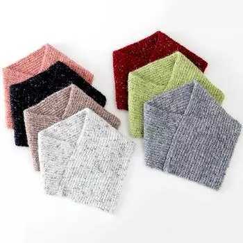 1 шт. модный кашемировый вязаный треугольный шарф с поддельным воротником зимний теплый мягкий ветрозащитный однотонный красный