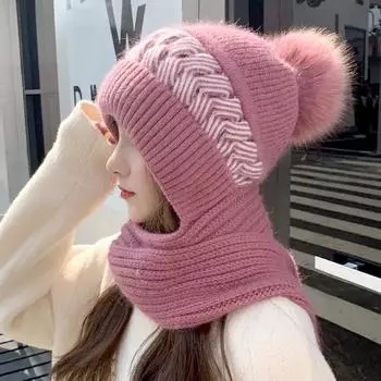 1 шт. модный повседневный универсальный удобный дышащий шарф шапка вязаный однотонный все в одном