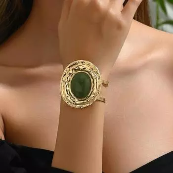 1 шт. Модный преувеличенный дизайн, чувство геометрического металлического стиля, минималистский открытый браслет для женщин, ювелирные изделия для повседневного ношения, подарков для отпуска и свиданий one-size