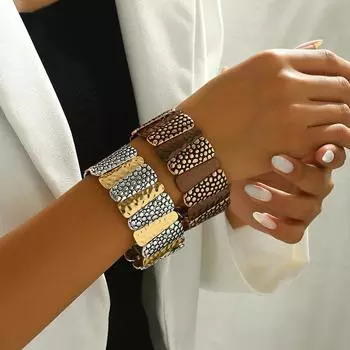 1 шт. Модный простой гладкий узор в виде молотка ретро состаренный эластичный браслет для женщин для повседневной носки, отпуска, свиданий, подарков, вечеринок