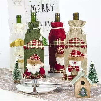 1 шт. Модный рождественский тканевый рождественский винный футляр для рождественского подарка 01