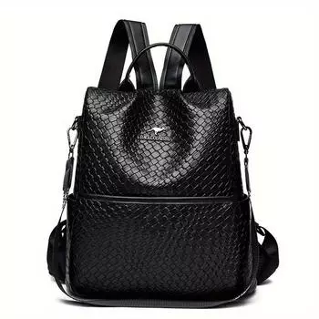1 шт. Модный рюкзак, большая вместимость, универсальная дорожная сумка с защитой от кражи, повседневный стиль, синтетическая кожа, для мам среднего возраста чёрный