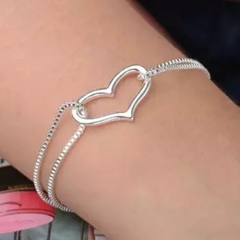 1 шт. модный серебристый браслет с сердцем Love для мужчин и женщин серебряный