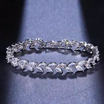 1 шт. Модный серебряный браслет с инкрустацией из меди и кубического циркония с регулируемой цепочкой для женщин, повседневная одежда розового золота