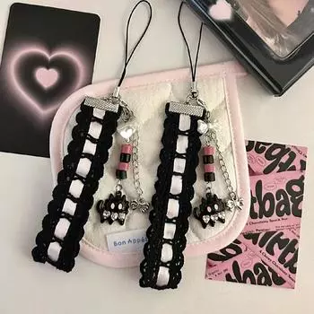 1 шт. Модный шнурок с кошачьей лапкой, бисерный кружевной бант, телефон, подвеска, камера, аксессуар, ткань