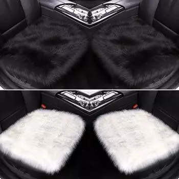 1 шт., модный теплый чехол для сиденья автомобиля, плюшевый, зимний, белый, универсальный, для салона автомобиля, искусственная шерсть, универсальная, теплая подушка для сиденья автомобиля чёрный