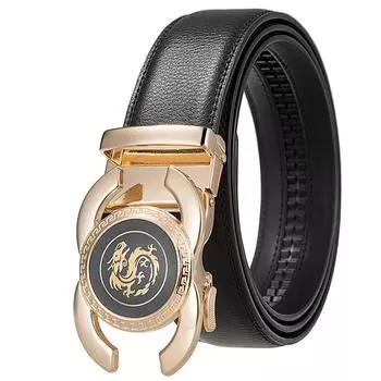 1 шт. Модный трендовый мужской ремень с автоматической пряжкой, универсальный ремень с пряжкой из сплава, двухслойный ремень из коровьей кожи Ly36-33539-1 110-130