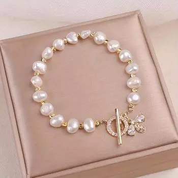 1 шт. Модный универсальный браслет с искусственным жемчугом в виде пчелы, женский браслет из сладкого сплава золотистый