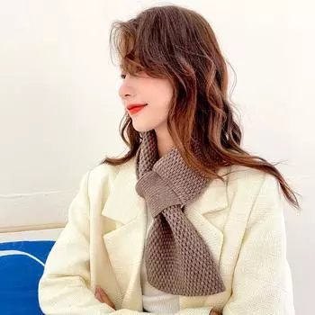 1 шт. модный вязаный шарф однотонный крестообразный шарф зимний теплый ветрозащитный шейный платок защита шеи