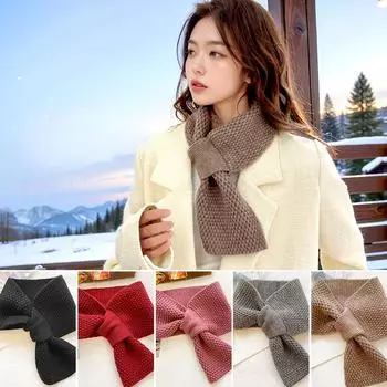 1 шт. модный вязаный шарф однотонный крестообразный шарф зимний теплый ветрозащитный шейный платок защита шеи