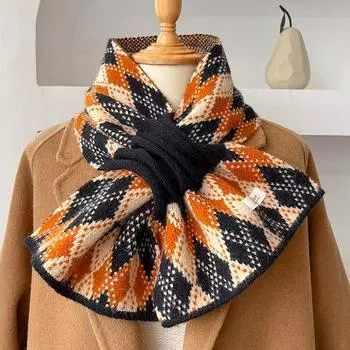 1 шт. модный вязаный шарф зимний теплый однотонный рождественский стиль мягкий утолщенный женский шарф