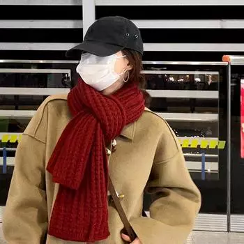 1 шт. модный вязаный шарф зимний теплый однотонный шейный платок утолщенный ветрозащитный винтажный шарф