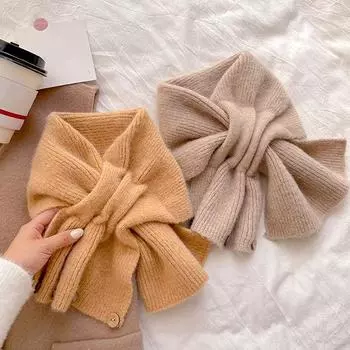 1 шт. модный зимний теплый крестообразный шарф однотонный вязаный шейный платок ветрозащитный холодостойкий шейный платок серый