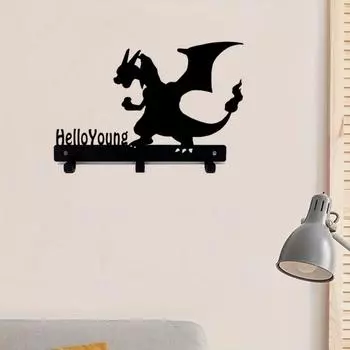 1 шт. Могучего огненного дракона, тяговый трос, настенный кронштейн для хранения, вешалка для полотенец, вешалка для хранения, вешалка для хранения, железное искусство чёрный