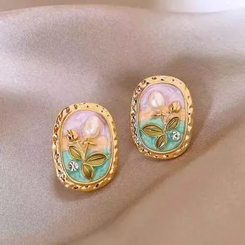 1 шт. Monet Garden Baroque легкие роскошные высококачественные темпераментные уникальные серьги для женщин золотой