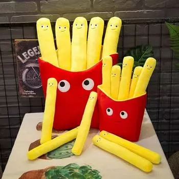 1 шт. Мягкая и пушистая плюшевая подушка с начинкой в виде забавной еды, приятная и неотразимая, идеальный подарок для детей и друзей (Картофель фри, Гамбург, 40 см) жёлтый