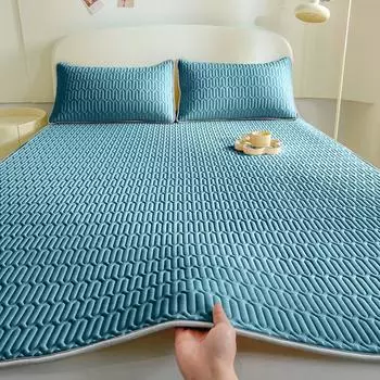 1 шт., мягкая латексная стеганая простыня, летняя дышащая простыня из ледяного шелка, однотонная нескользящая простыня без наволочки 80x190cm 1pc