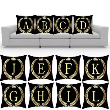 1 шт. мягкая наволочка подушка с буквенным принтом золотистая подушка для автомобиля персиковый черный диван AZ
