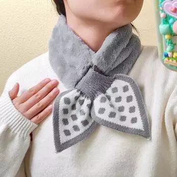 1 шт. Мягкая шаль для улицы, ветрозащитная, зимняя, теплая, морозостойкая, плюшевая, шарфы, супермягкий, пушистый, искусственный мех, в горошек чёрный