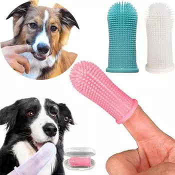 1 шт. мягкая силиконовая зубная щетка для домашних животных, зубная щетка на палец, уход за неприятным запахом изо рта, чистящие средства для собак, кошек, аксессуары для собак зелёный
