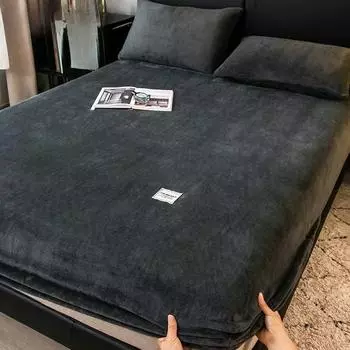 1 шт. Мягкая теплая плюшевая простыня на резинке, эластичный чехол для матраса, пушистое постельное белье из кораллового флиса, зимнее роскошное двуспальное постельное белье для пары 1PC 90x200cm