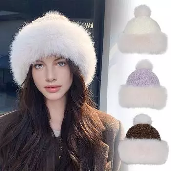 1 шт. мягкая толстая зимняя теплая милая шапка из овечьего флиса шапка-бини защита ушей пуловер шапка-ушанка чёрный