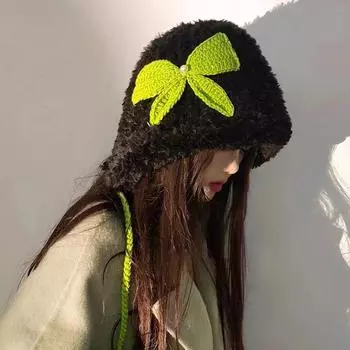 1 шт. Мягкая утолщенная этническая шапка для защиты ушей от ветра, теплая дышащая теплая шапка с бантом, шапка-бини