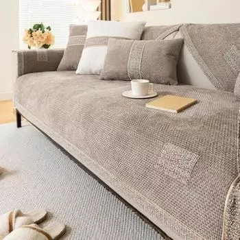 1 шт. Мягкие и липкие чехлы для диванов из шенилла с текстурой Four Season, универсальные легкие роскошные полотенца для дивана, однотонные подушки премиум-класса 1seater 70x70cm темно-серого