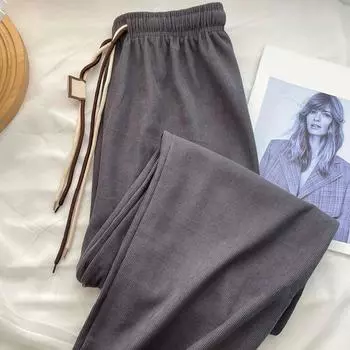 1 шт. мягкие летние женские спортивные повседневные трендовые прямые брюки широкие брюки с высокой талией свободные брюки бежевый